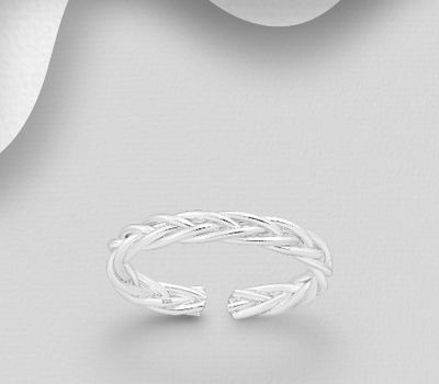 Şəkli böyütmək üçün tiklayın 925 Sterling Silver Adjustable Weave Toe Ring