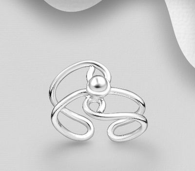 925 Sterling Silver Adjustable Ball Toe Ring