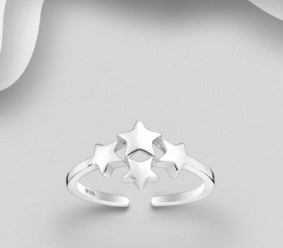 925 Sterling Silver Adjustable Star Toe Ring
