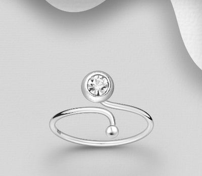 Malın səhifəsinə keç 925 Sterling Silver Adjustable Toe Ring, Decorated with Crystal Glass