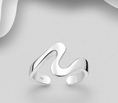 925 Sterling Silver Adjustable Wave Toe Ring