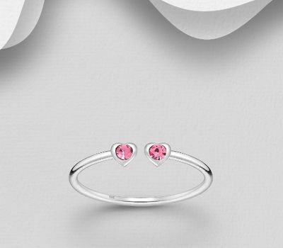 Şəkli böyütmək üçün tiklayın 925 Sterling Silver Adjustable Heart Toe Ring, Decorated with Crystal Glass