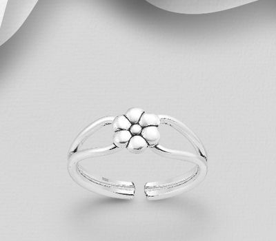 925 Sterling Silver Adjustable Flower Toe Ring