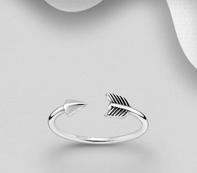 925 Sterling Silver Adjustable Oxidized Arrow Toe Ring