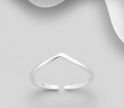 Şəkli böyütmək üçün tiklayın 925 Sterling Silver Adjustable Chevron Toe Ring