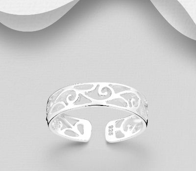 Şəkli böyütmək üçün tiklayın 925 Sterling Silver Adjustable Swirl Toe Ring