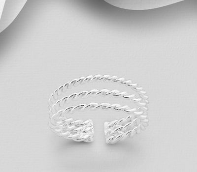 925 Sterling Silver Adjustable Twisted Toe Ring
