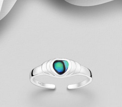 Malın səhifəsinə keç 925 Sterling Silver Adjustable Heart Toe Ring, Decorated with Shell