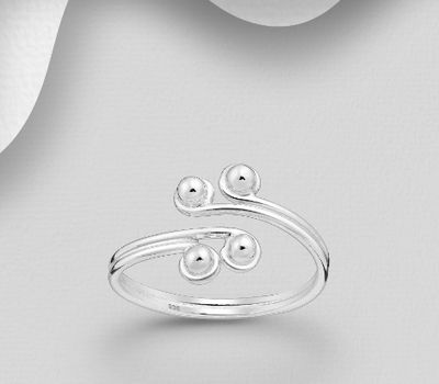 925 Sterling Silver Adjustable Ball Toe Ring