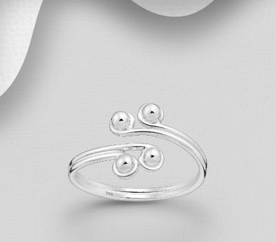Şəkli böyütmək üçün tiklayın 925 Sterling Silver Adjustable Ball Toe Ring