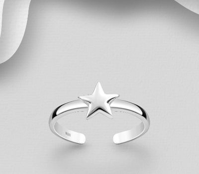 925 Sterling Silver Adjustable Star Toe Ring