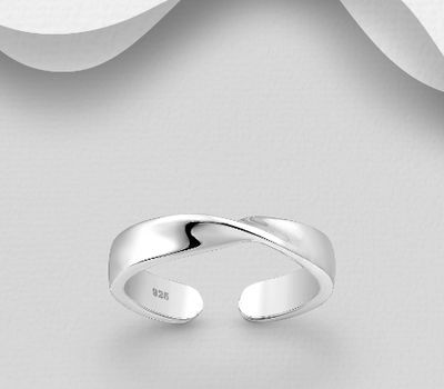 Şəkli böyütmək üçün tiklayın 925 Sterling Silver Adjustable Spiral Toe Ring
