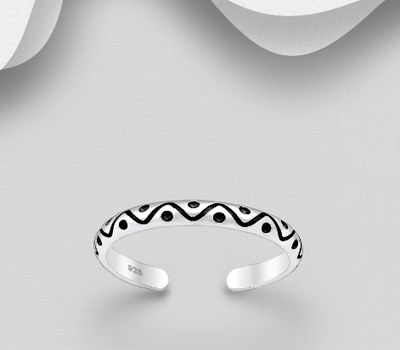 Şəkli böyütmək üçün tiklayın 925 Sterling Silver Adjustable Oxidized Toe Ring