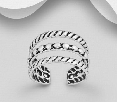 Şəkli böyütmək üçün tiklayın 925 Sterling Silver Adjustable Oxidized Toe Ring