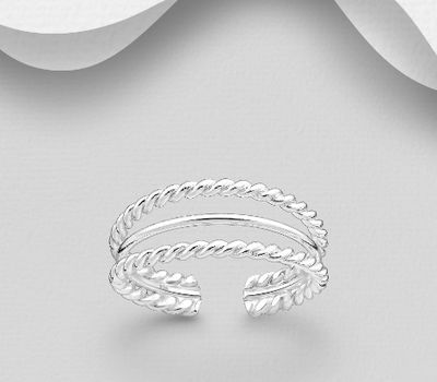 925 Sterling Silver Adjustable Layered Toe Ring