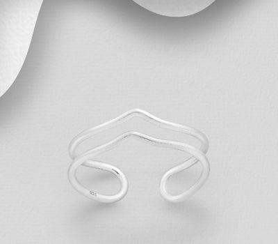 Şəkli böyütmək üçün tiklayın 925 Sterling Silver Adjustable Chevron Toe Ring