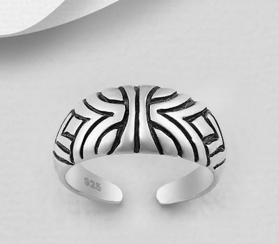 Şəkli böyütmək üçün tiklayın 925 Sterling Silver Adjustable Oxidized Toe Ring