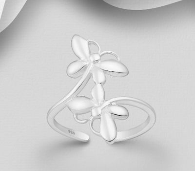 Şəkli böyütmək üçün tiklayın 925 Sterling Silver Adjustable Dragonfly Toe Ring