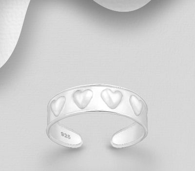 925 Sterling Silver Adjustable Heart Toe Ring