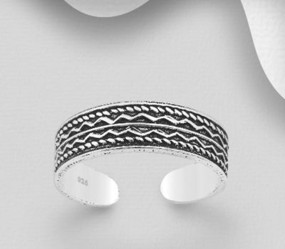 Şəkli böyütmək üçün tiklayın 925 Sterling Silver Adjustable Oxidized Toe Ring