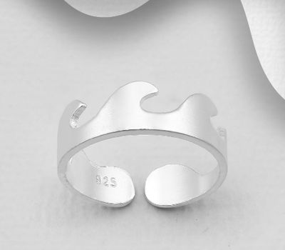 Şəkli böyütmək üçün tiklayın 925 Sterling Silver Adjustable Wave Toe Ring
