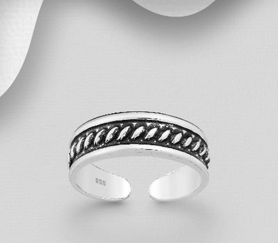 925 Sterling Silver Adjustable Oxidized Toe Ring