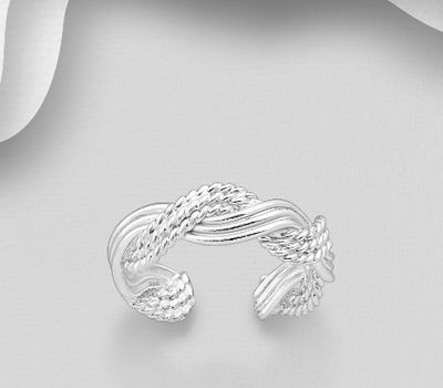925 Sterling Silver Adjustable Weave Toe Ring