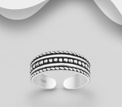 Şəkli böyütmək üçün tiklayın 925 Sterling Silver Adjustable Oxidized Toe Ring