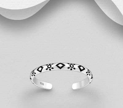 925 Sterling Silver Adjustable Oxidized Toe Ring