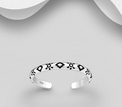 Şəkli böyütmək üçün tiklayın 925 Sterling Silver Adjustable Oxidized Toe Ring