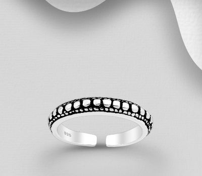 925 Sterling Silver Adjustable Oxidized Toe Ring