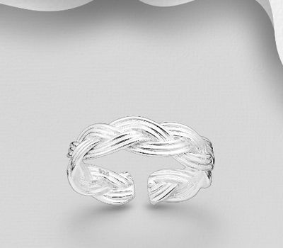 Şəkli böyütmək üçün tiklayın 925 Sterling Silver Adjustable Weave Toe Ring
