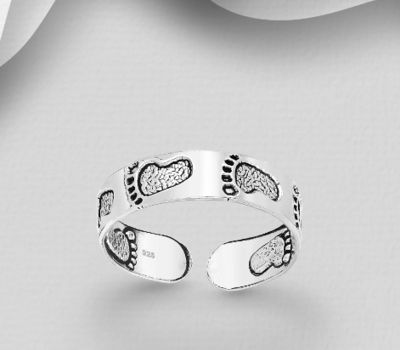 Şəkli böyütmək üçün tiklayın 925 Sterling Silver Adjustable Foot Toe Ring