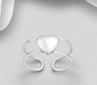 925 Sterling Silver Adjustable Heart Toe Ring