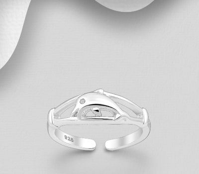 925 Sterling Silver Adjustable Dolphin Toe Ring