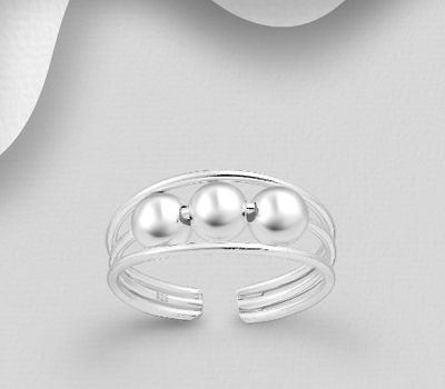 925 Sterling Silver Adjustable Ball Toe Ring