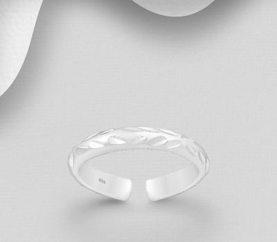 925 Sterling Silver Adjustable Diamond Cut Toe Ring