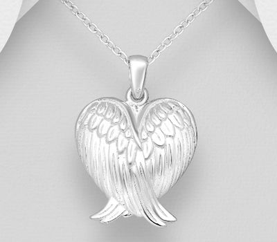 925 Sterling Silver Angel Wings Locket Pendant
