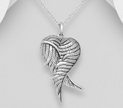 925 Sterling Silver Angel Wings Locket Pendant