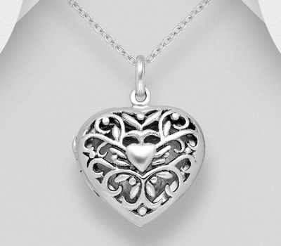 925 Sterling Silver Heart Locket Pendant