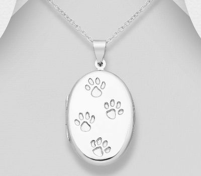 925 Sterling Silver Paw Locket Pendant