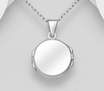 Şəkli böyütmək üçün tiklayın 925 Sterling Silver Engravable Locket Pendant
