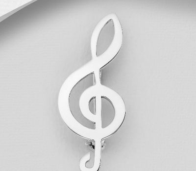 925 Sterling Silver Music Notes Brooch