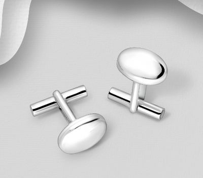 925 Sterling Silver Oval Cuff Links