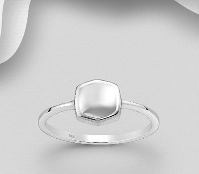 Şəkli böyütmək üçün tiklayın 925 Sterling Silver Engravable Hexagon Ring