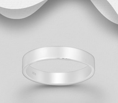 925 Sterling Silver Engravable Matt Band Ring, 4 mm Wide