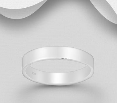 Şəkli böyütmək üçün tiklayın 925 Sterling Silver Engravable Matt Band Ring, 4 mm Wide