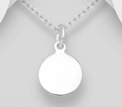925 Sterling Silver Engravable Round Pendant