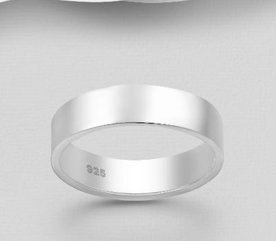 925 Sterling Silver Engravable Matt Band Ring, 5 mm Wide