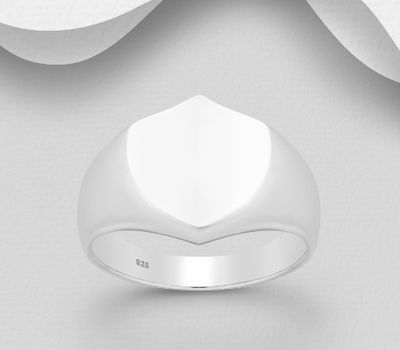 Şəkli böyütmək üçün tiklayın 925 Sterling Silver Engravable Shield Ring